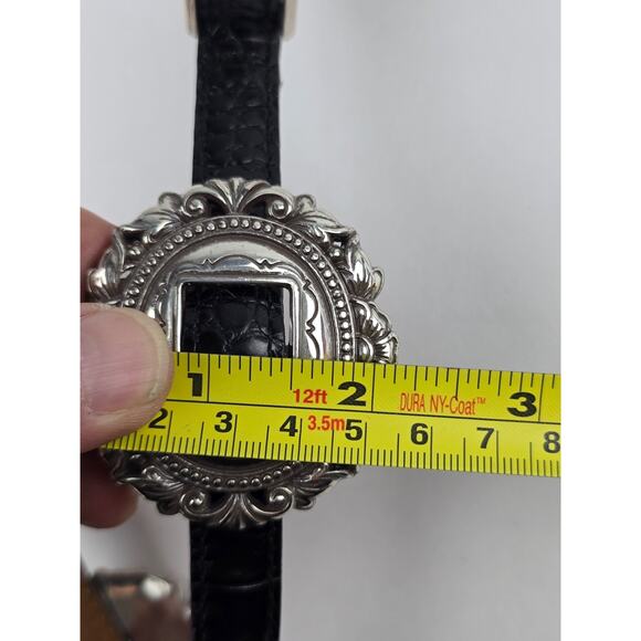 Brighton Black Silver Tone Concho Leather Belt Size 34 L34 Vg condition main image 6